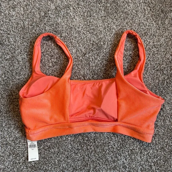 NWT Aerie Coral Ribbed Scoop Swim Top Size Large - Picture 2 of 7
